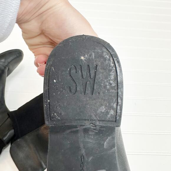 Stuart Weitzman 5050 Knee High Boots Black Leather Pull On Lug Sole Size 7.5 - Picture 13 of 14